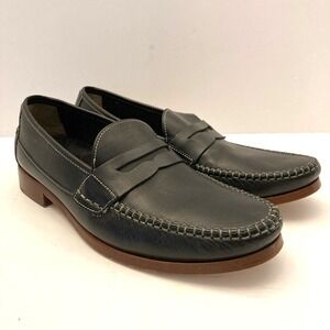 Johnston & Murphy Penny Loafer Mens 8.5 M Sheepskin Black Leather EUC